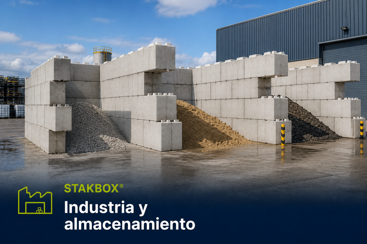 Nave industrial con muros modulares de bloques de hormigón