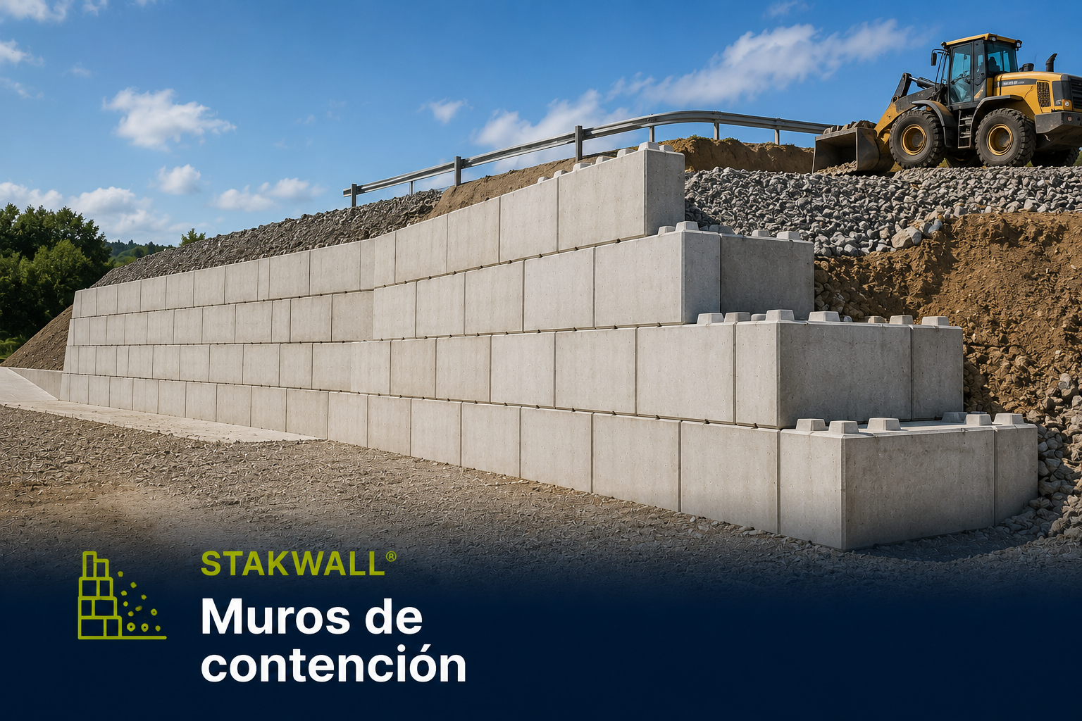 Muro de contención construido con elementos de hormigón en L