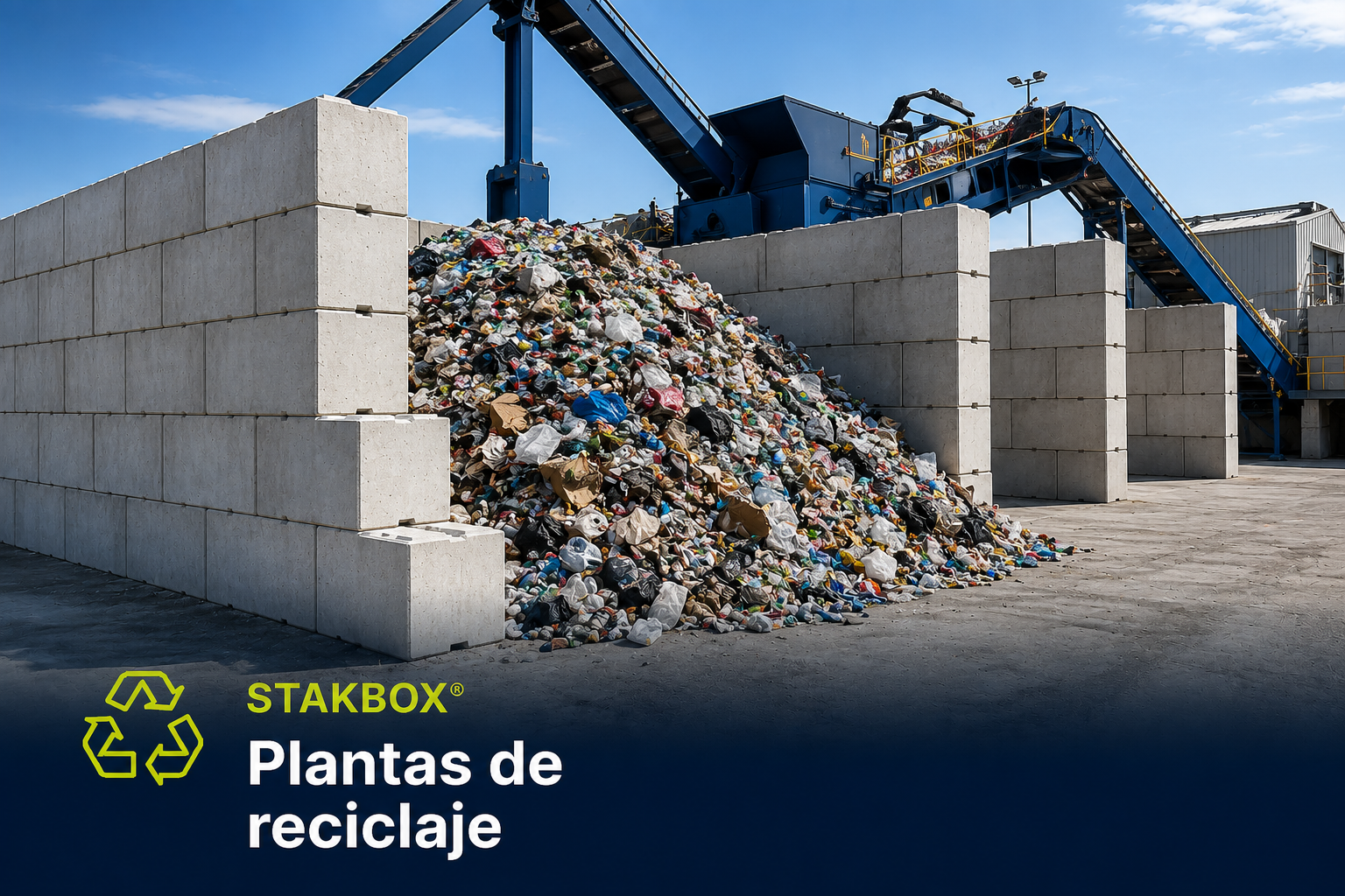 Planta de reciclaje con muros de bloques de hormigón