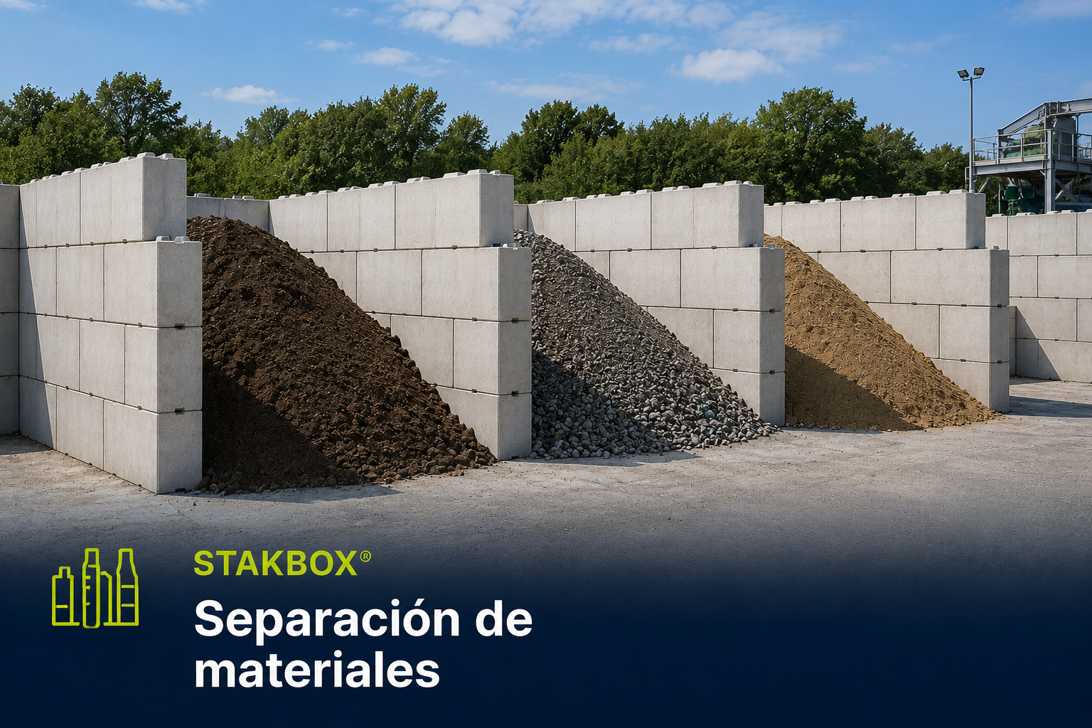 Separación de materiales mediante bloques de hormigón